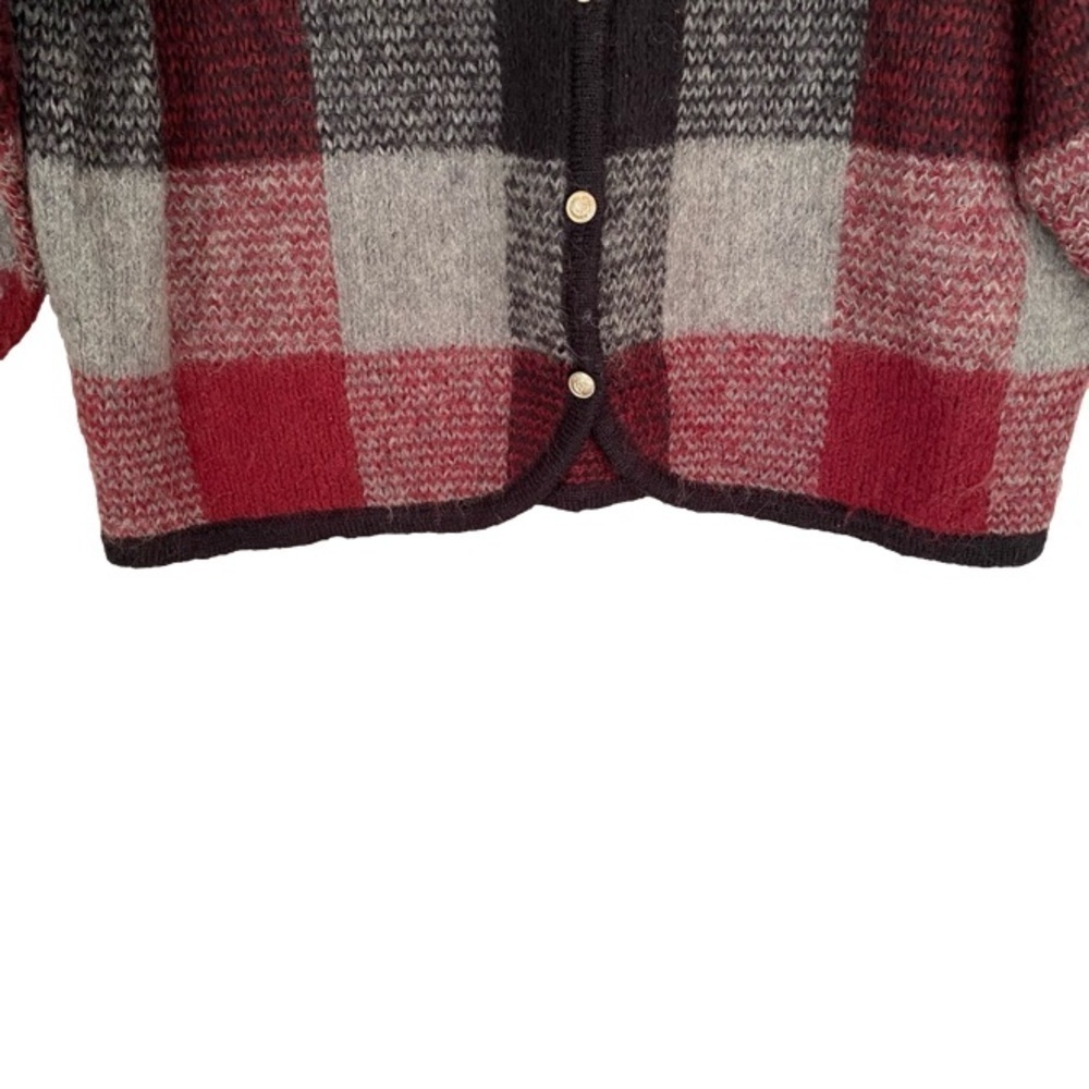 DRESSBARN Vintage Cardigan Mohair Blend Black Red Grey Check Women Plus 18-20 - Picture 6 of 12